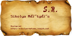 Sikolya Mátyás névjegykártya